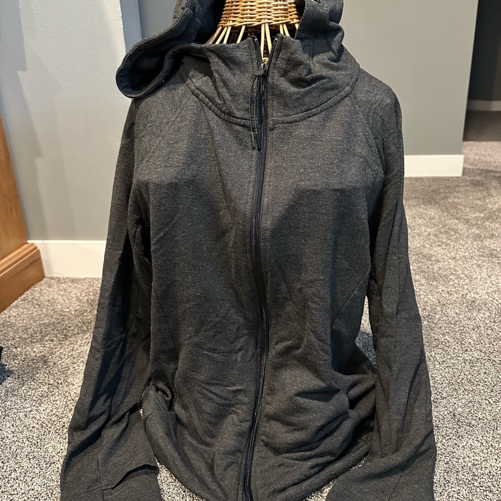 Karissa & Me Charcoal Gray Hooded Zip-Up Jacket size XL